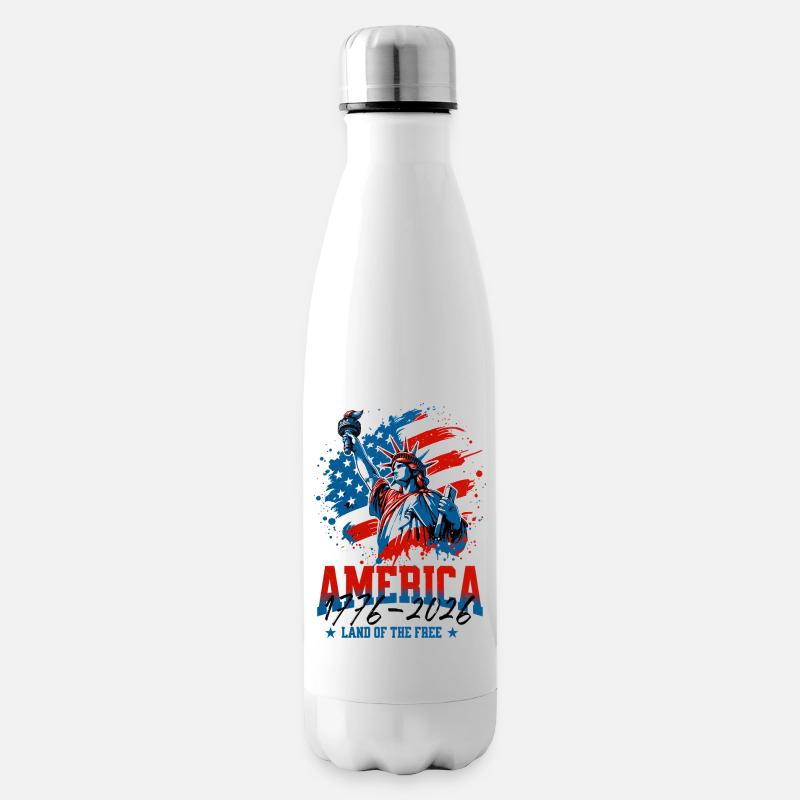 250e, 4e drapeau de la Statue patriotique de la Liberté des États-Unis - Bouteille isotherme - blanc