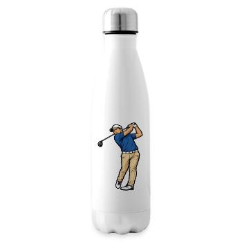 Golfer im Vollschwung, sportlicher Stil - Isolierflasche - Weiß - Rechts