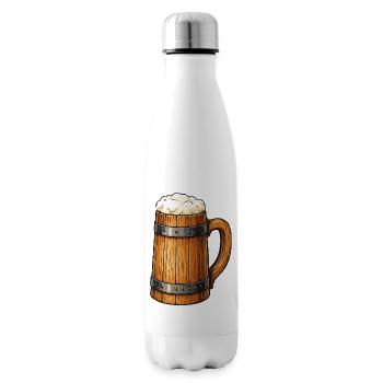 Conception en bois de la chope en tonneau de bière - Bouteille isotherme - blanc - Droite