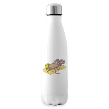 Souris de remise en forme dans la souricière avec le sport d'entraînement au fromage - Bouteille isotherme - blanc - Droite