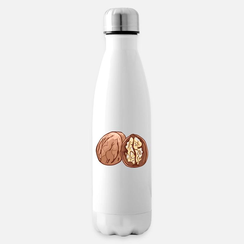 Echte Walnuss Nüsse Nuß Walnuß Walnüsse - Isolierflasche - Weiß