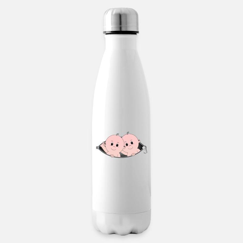 Kinder kommen aus einer Reißverschlusstasche - Isolierflasche - Weiß