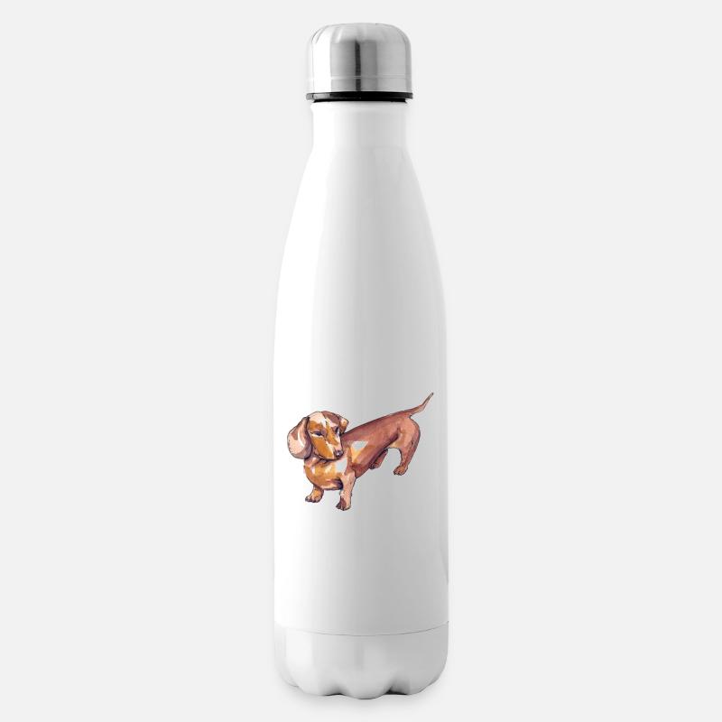 Dackel - Isolierflasche - Weiß