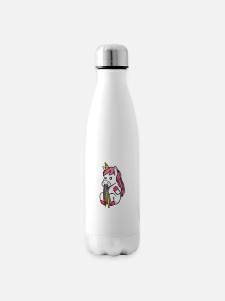 Einhorn Regenbogen Bunte Kotze Übergeben Geschenk - Isolierflasche - Weiß