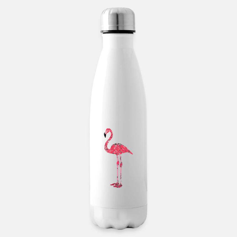 Flamant rose - Bouteille isotherme - blanc