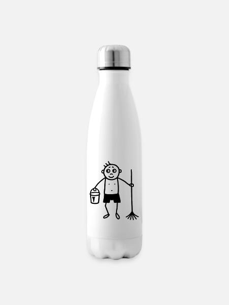 Nacktputzer - nackt putzen - Isolierflasche - Weiß