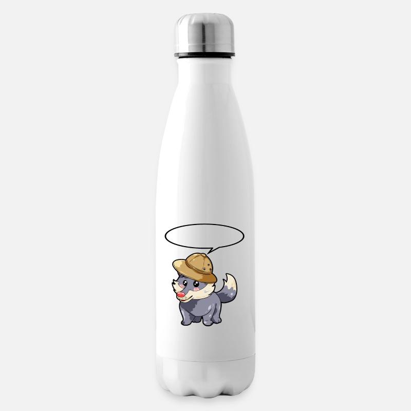 Hunter Wolf - Insulated Water Bottle - white