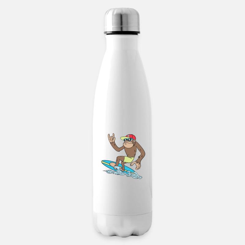 Surfing Monkey surf Affe Awesome Shirt - Isolierflasche - Weiß