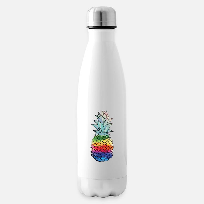 Regenbogen Ananas Pineapple Shirt - Isolierflasche - Weiß