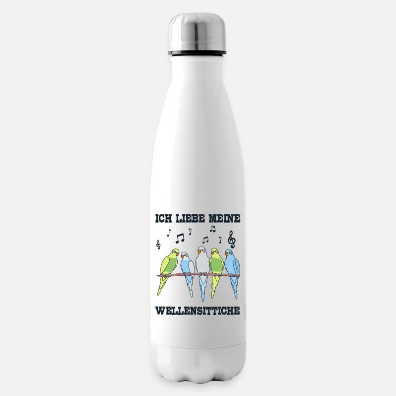 Wellensittiche - Isolierflasche - Weiß