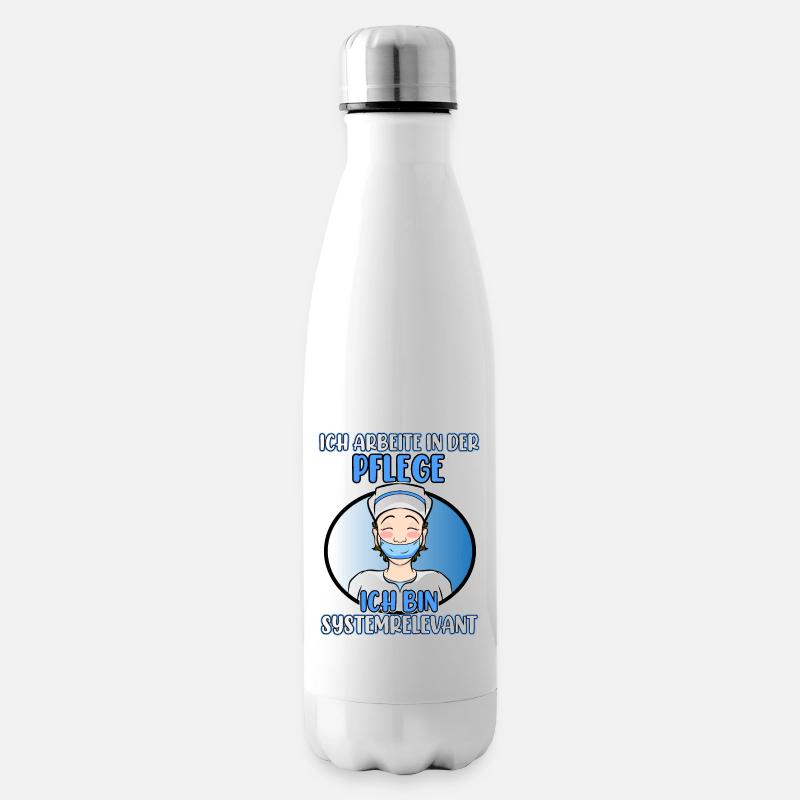 Ich Arbeite In Der Pflege Pfleger Systemrelevant - Isolierflasche - Weiß