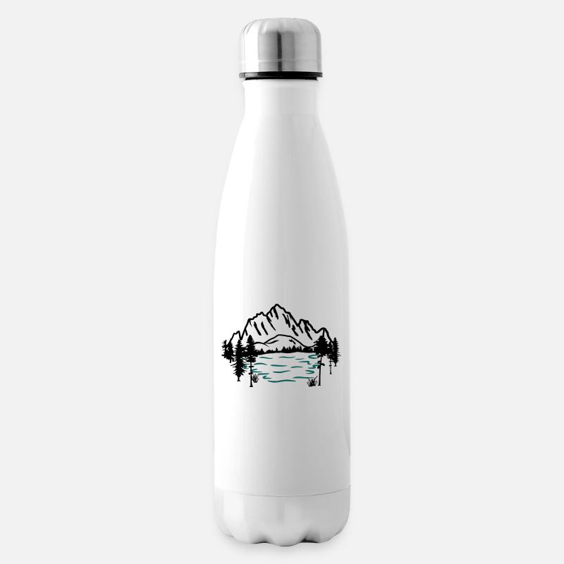 Berge und See, Berg und Wasser - Isolierflasche - Weiß