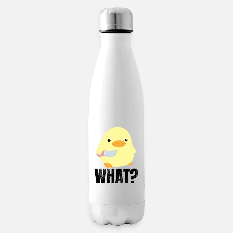 Canard mignon avec couteau meme poussin poulet oie quoi - Bouteille isotherme - blanc