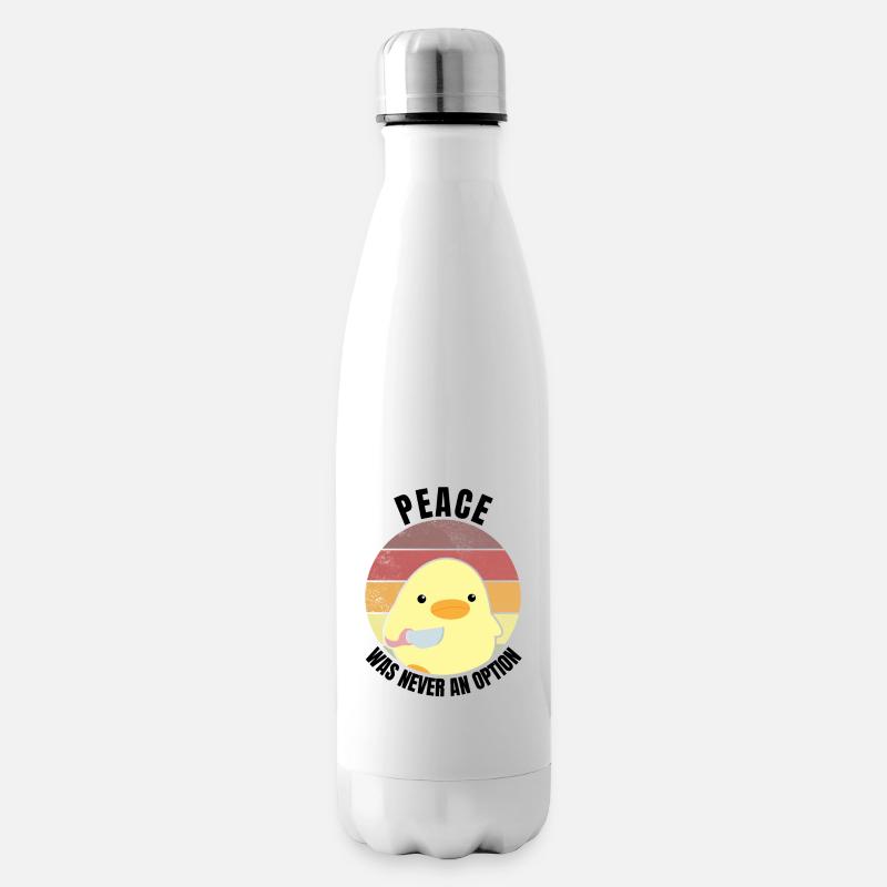 Frieden was nie eine Option Ente mit Messer Meme - Isolierflasche - Weiß