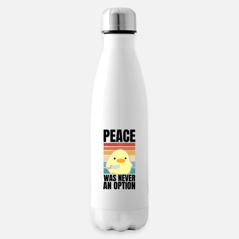Peace was never an option Ente mit Messer Meme - Isolierflasche - Weiß