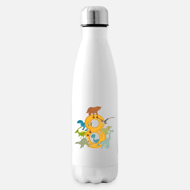 Geburtstag 8 Jahre Dinosaurier Dino 8. Geburtstag - Isolierflasche - Weiß