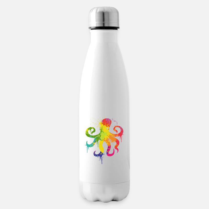 Regenbogen-Tag Buntes Krake Tier - Isolierflasche - Weiß