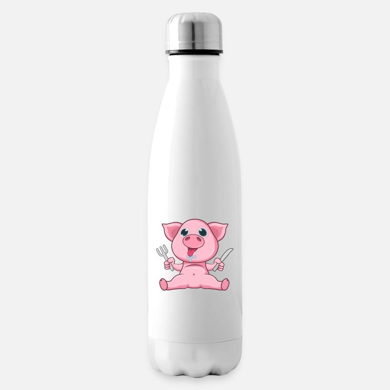 Schwein Essen - Isolierflasche - Weiß