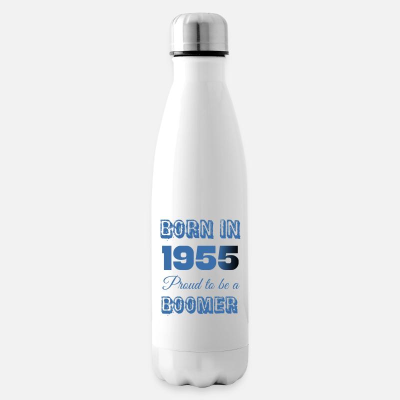 Geboren 1955 Stolz darauf, ein Boomer zu sein - Isolierflasche - Weiß