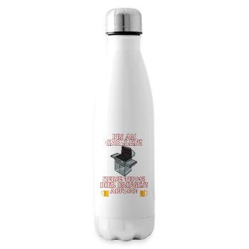 Herren Grill & Barbecue Spruch BBQ Bin Am Grillen - Isolierflasche - Weiß - Rechts