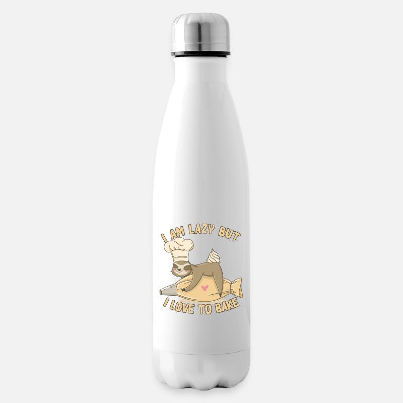 Faultier Bäcker lustiges Spruch Torten Süßigkeiten - Isolierflasche - Weiß