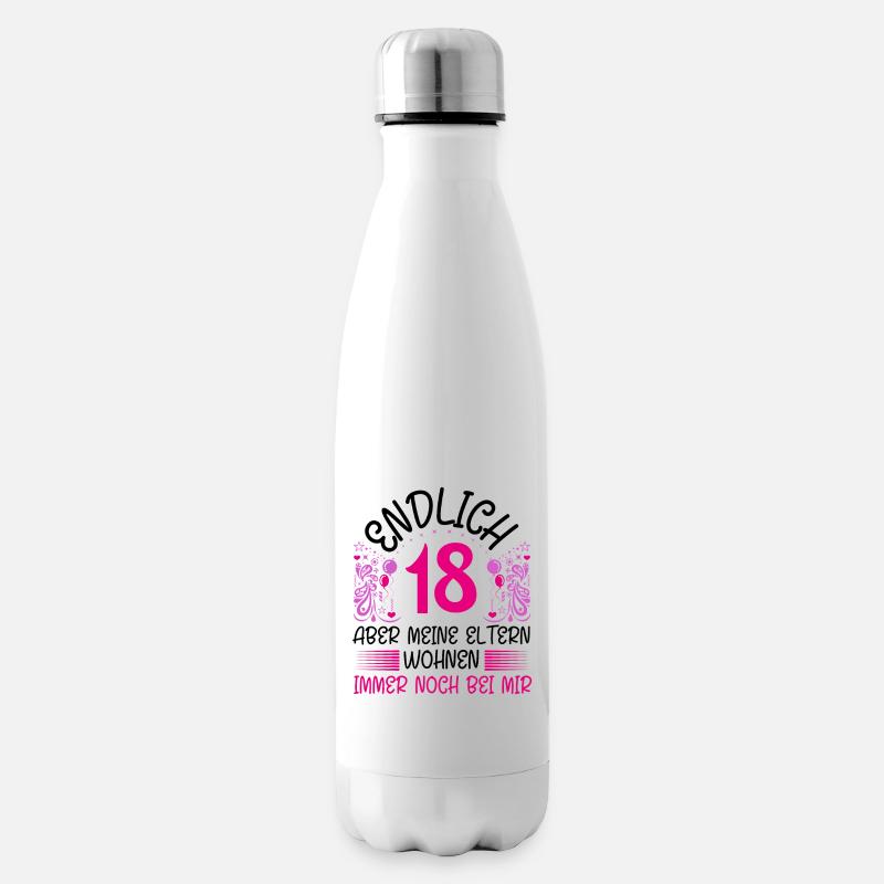 18. Geburtstag Mädchen Geschenk lustig Endlich 18 - Isolierflasche - Weiß