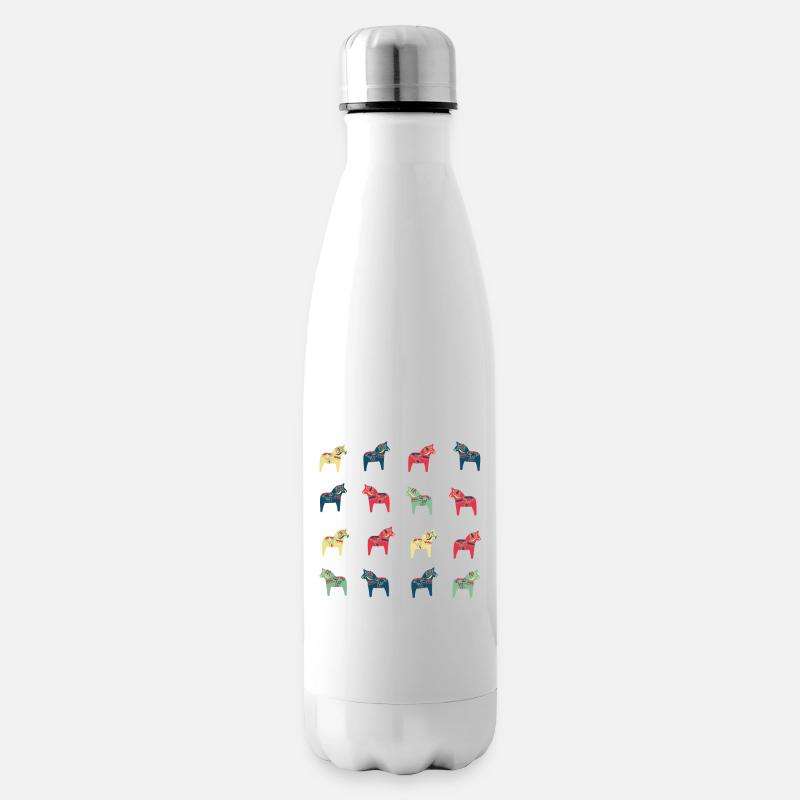 Schwedische Dalapferde - Isolierflasche - Weiß