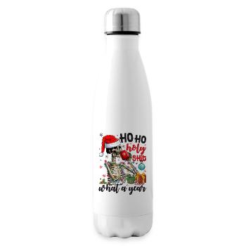 Ho Ho Holy What A Year Skeleton Drinking Coffee - Isolierflasche - Weiß - Rechts