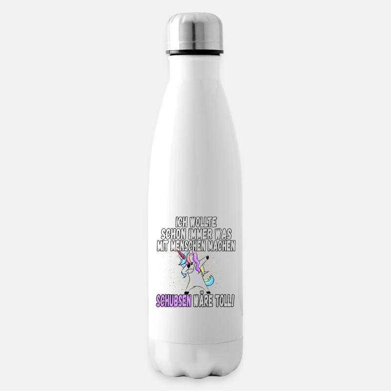 "Was mit Menschen machen" - lustig Einhorn Spruch - Isolierflasche - Weiß