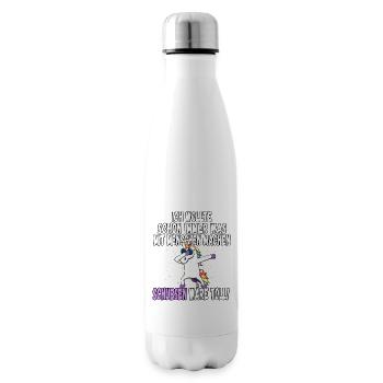 "Was mit Menschen machen" - lustig Einhorn Spruch - Isolierflasche - Weiß - Rechts