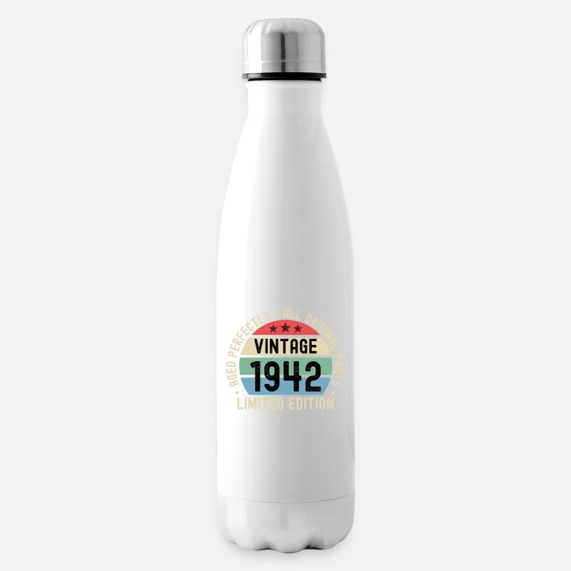 80e anniversaire 80 ans né en 1942 - Bouteille isotherme - blanc