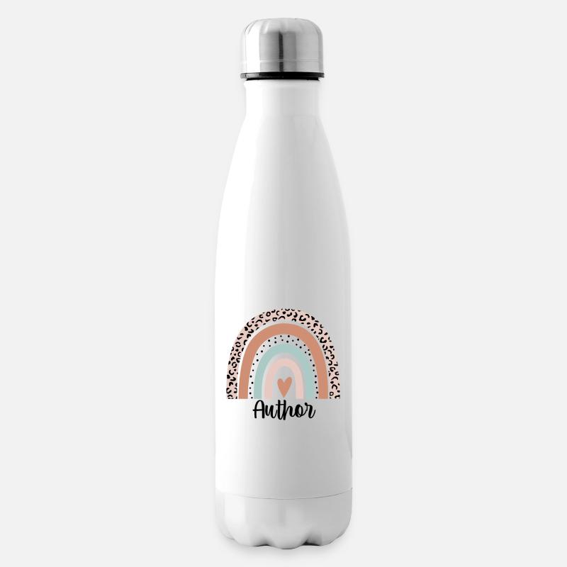 Autor Regenbogen Leopard LustigEr Autor Wertschätzung - Isolierflasche - Weiß