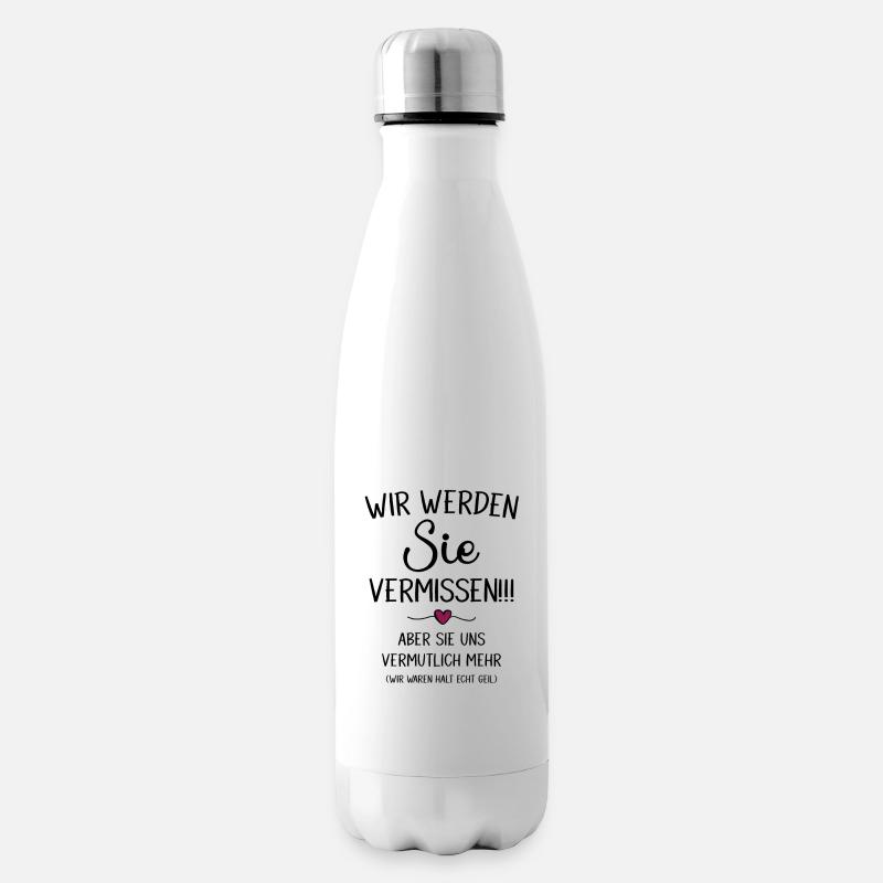 Wir werden Sie Vermissen Abschiedsgeschenk - Isolierflasche - Weiß