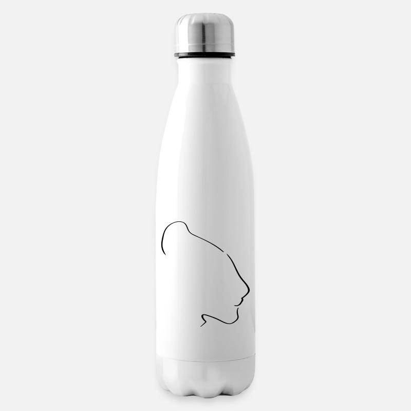 Löwin Line Art - Minimalistisch - Isolierflasche - Weiß