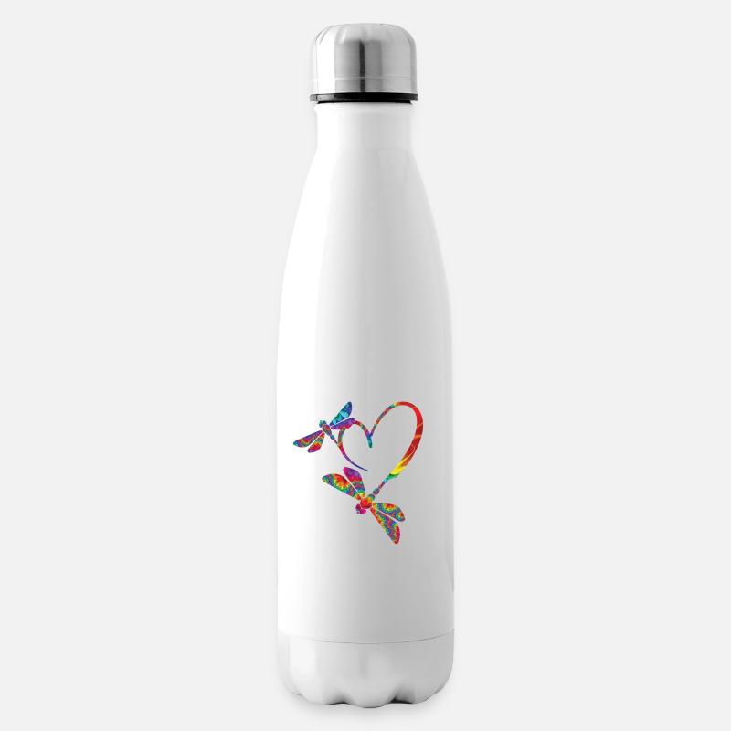 Libelle Herz - Isolierflasche - Weiß