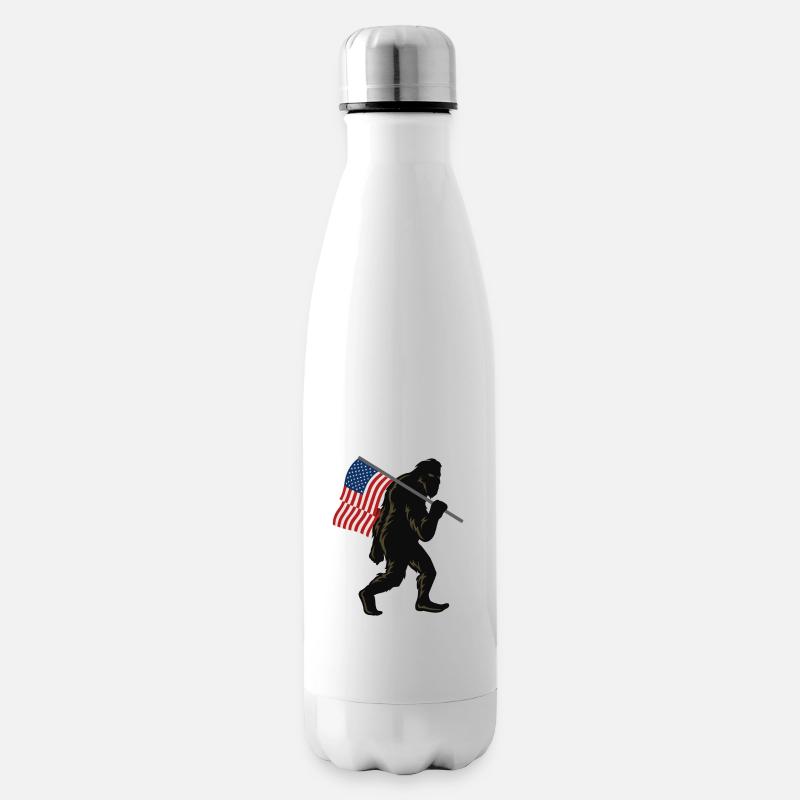 Bigfoot et drapeau américain - Bouteille isotherme - blanc