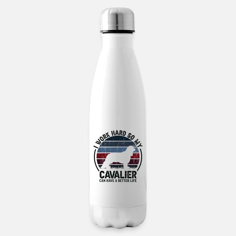 Arbeite Hart - Retro Cavalier - Isolierflasche - Weiß