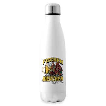 Fischen und Bierchen zischen Angeln Angler Spruch - Isolierflasche - Weiß - Rechts