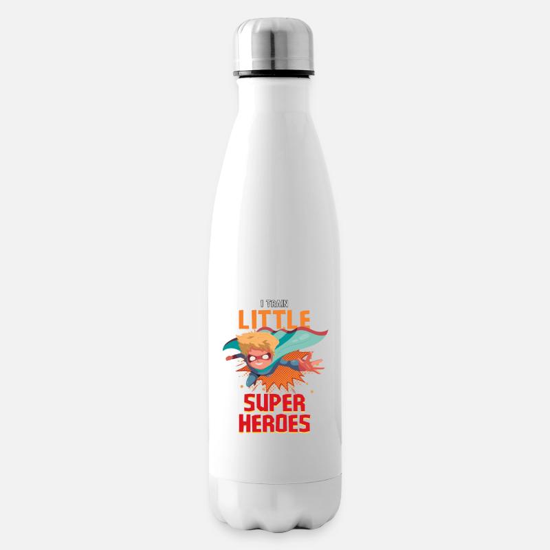 Une enseignante de maternelle élève des petits super-héros - Bouteille isotherme - blanc