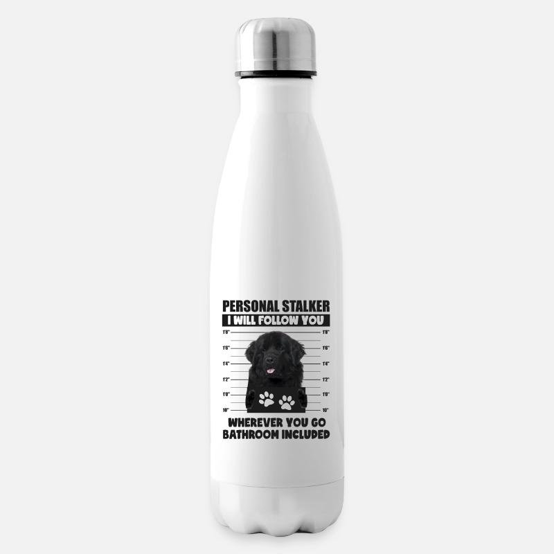 Personal Stalker Dog, Flat Coated Retriever, Gift - Bouteille isotherme - blanc