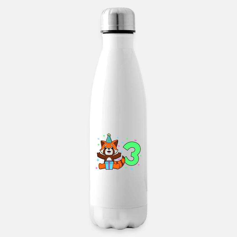 Mit Roter Panda - Kinder Geburtstag 3 Jahre - Isolierflasche - Weiß