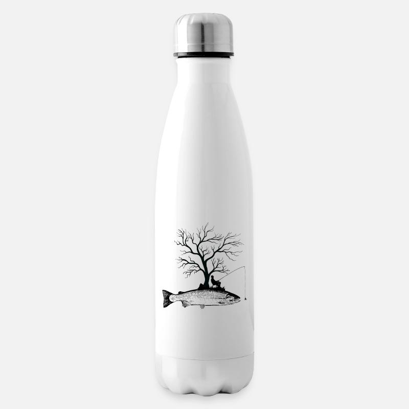 Arbre graphique - Truite de poisson - Bouteille isotherme - blanc