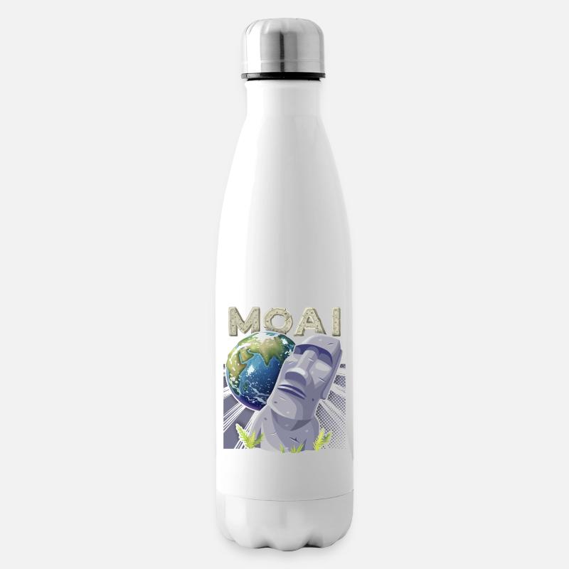Osterinsel, Moai, Steinköpfe, Rapa-Nui - Isolierflasche - Weiß