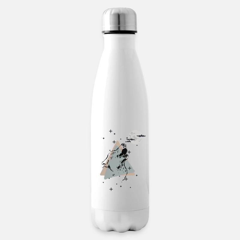 Wolf to the moon - Isolierflasche - Weiß