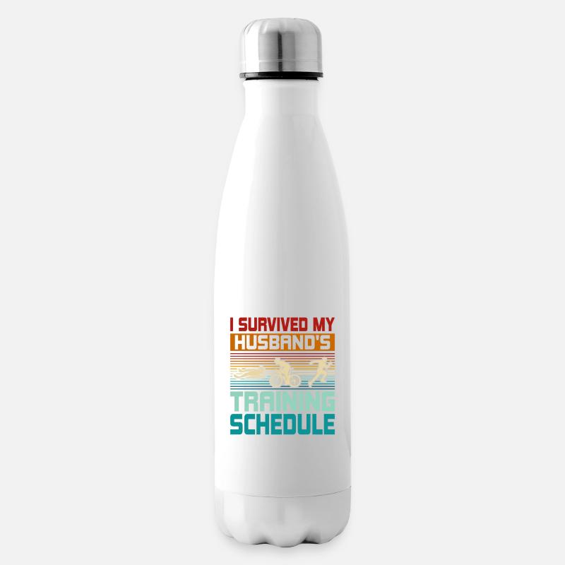 I survived my husband's training schedule Triathlo - Isolierflasche - Weiß