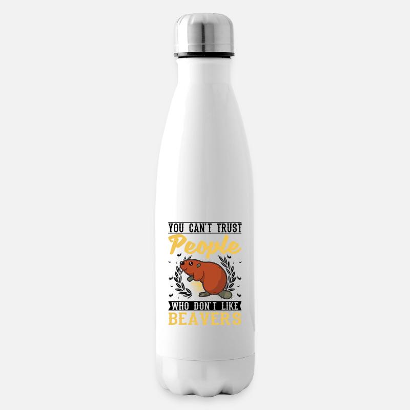 Biber Biberdamm Geschenk Beaver - Isolierflasche - Weiß