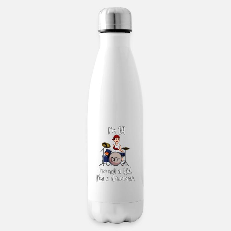 Ich bin 14 - Jungen Schlagzeuger - Isolierflasche - Weiß