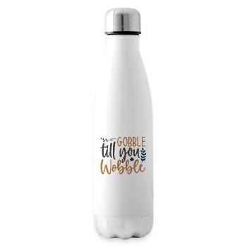 Gobble till you wobble - Thanksgiving Spruch - Isolierflasche - Weiß - Rechts