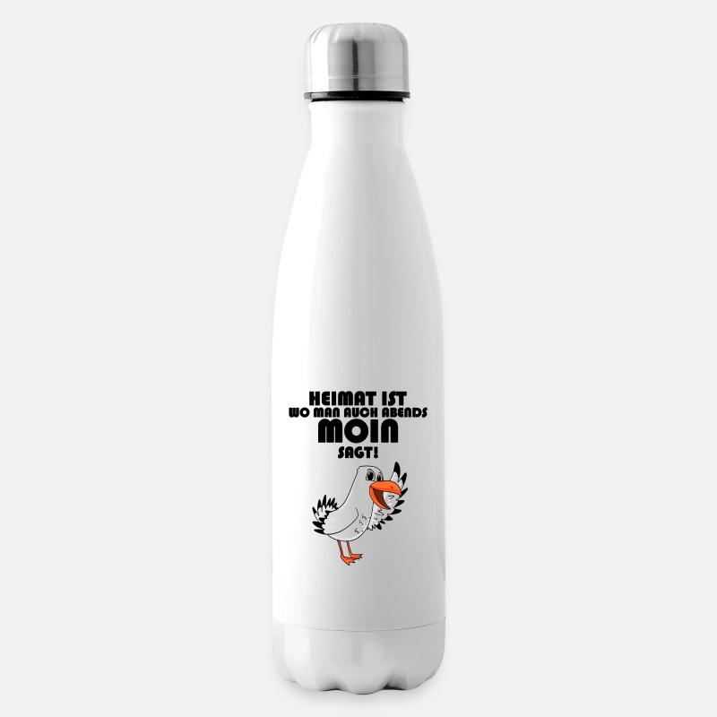 Nordsee Plattdeutsch Spruch Moin Möwe - Isolierflasche - Weiß