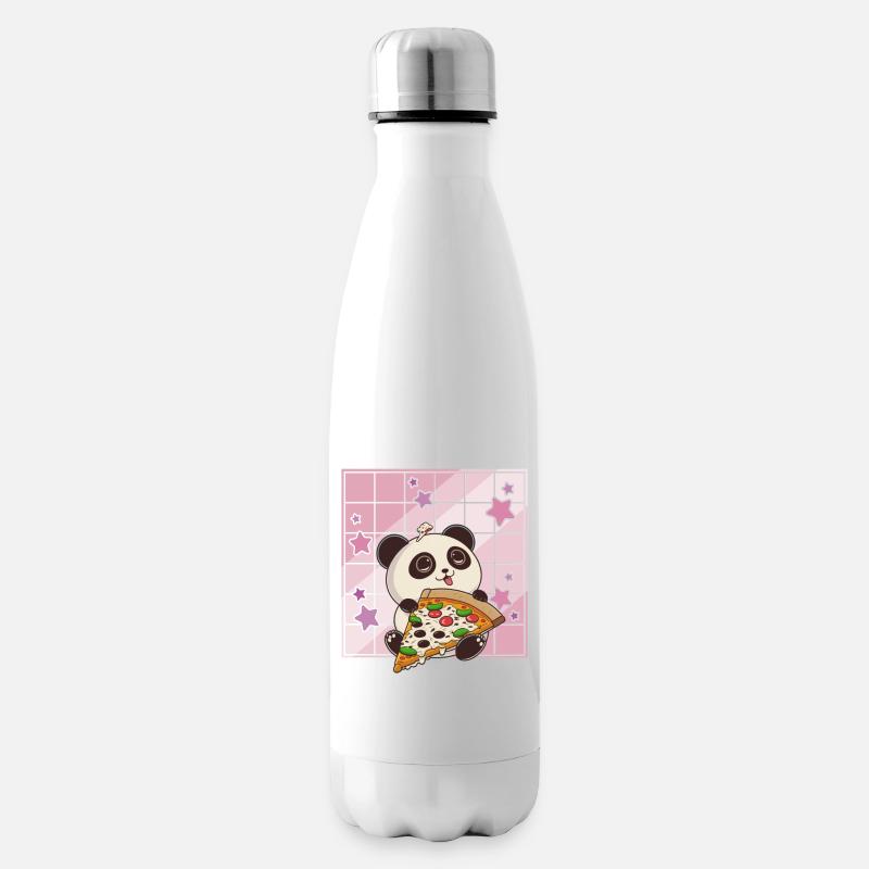 Cute Kawaii Panda Who Eats Pizza Anime Manga - Bouteille isotherme - blanc